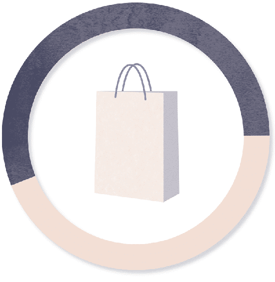 Image of a shopping bag with a measurement circle around it