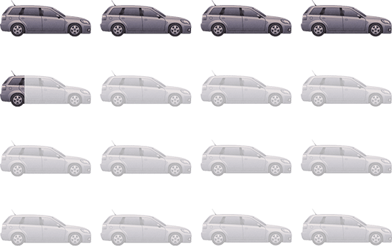 Image of cars with some transparent